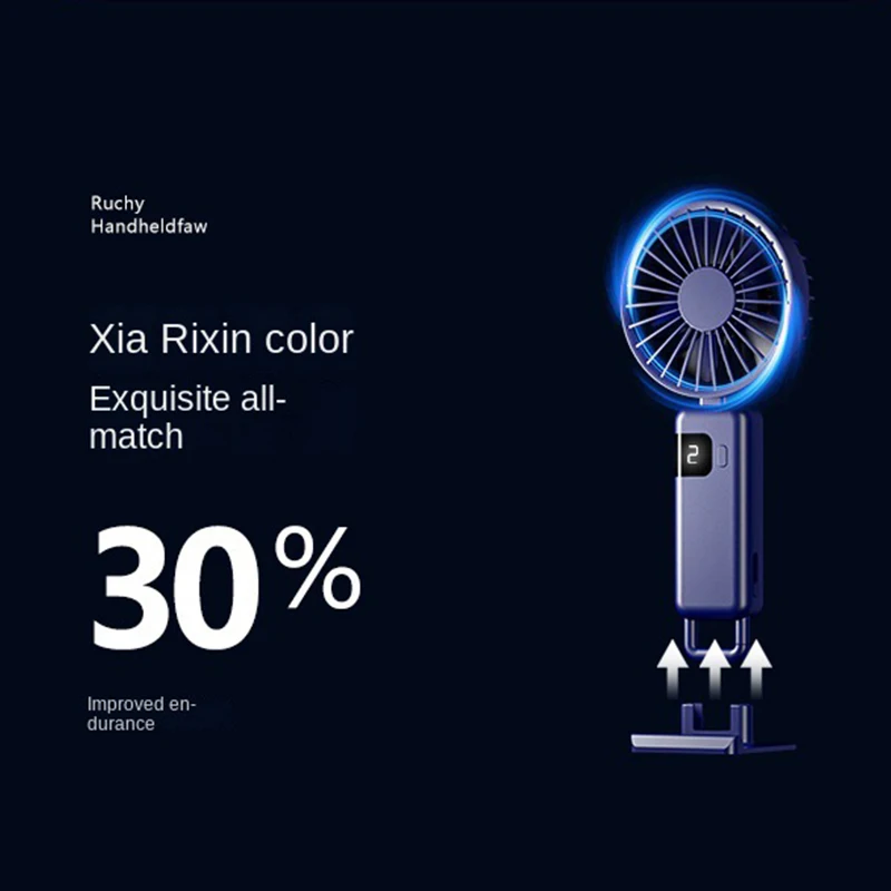 USB Mini Handheld Fan Digital Display ventilador Foldable Portable Neck Hanging Fan 5 Speed Rechargeable Electric Fan Air Cooler