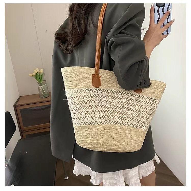 Straw large capacity 2025 new summer seaside outdoor shoulder hollowed out woven crossbody bag vacation style #swissmilitary