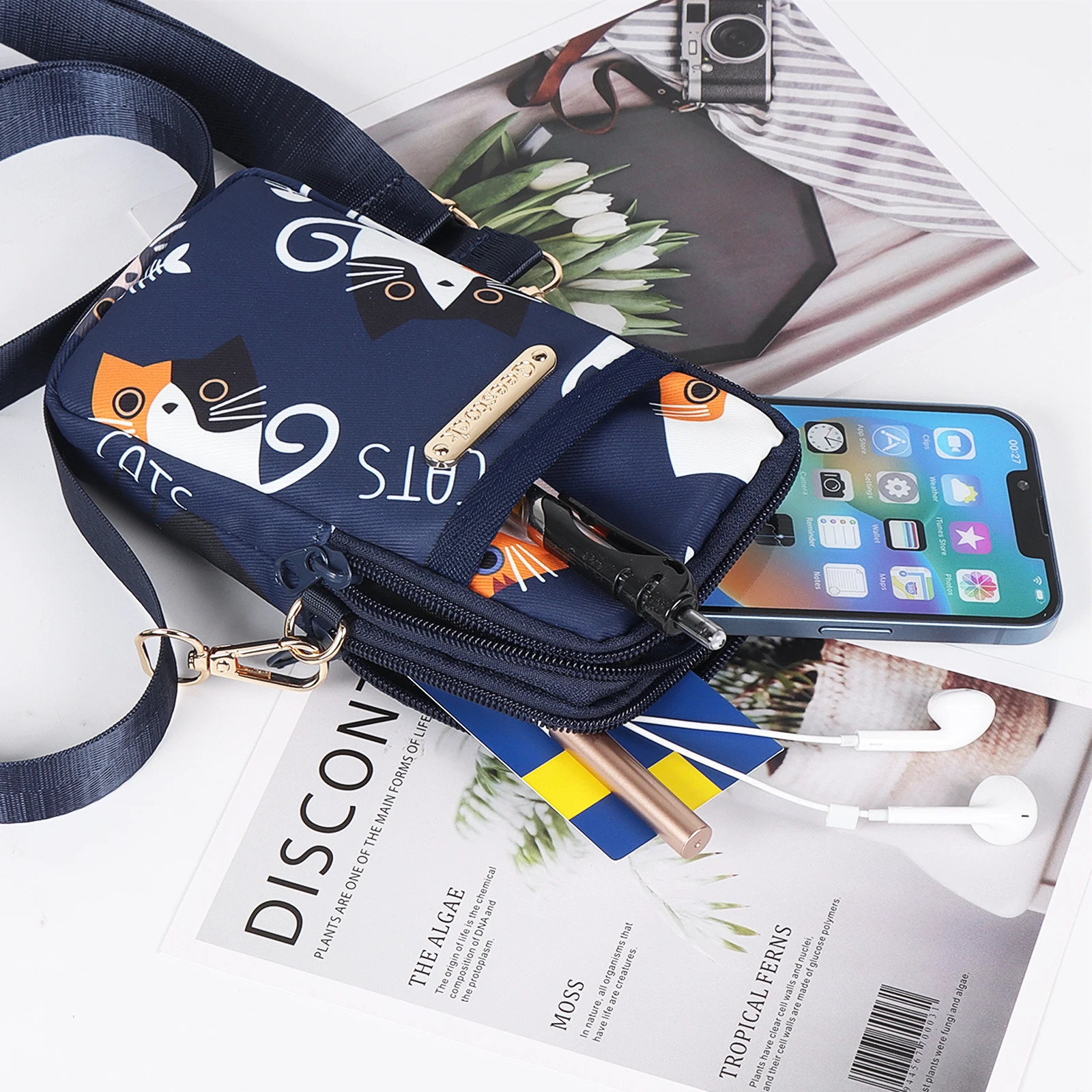 Ship from US ner Fashion Mobile Phone Bag Womens Messenger Allmatch Mini Crossbody Hanging Neck Coin Purse Vertical Handbag 250303FBB
