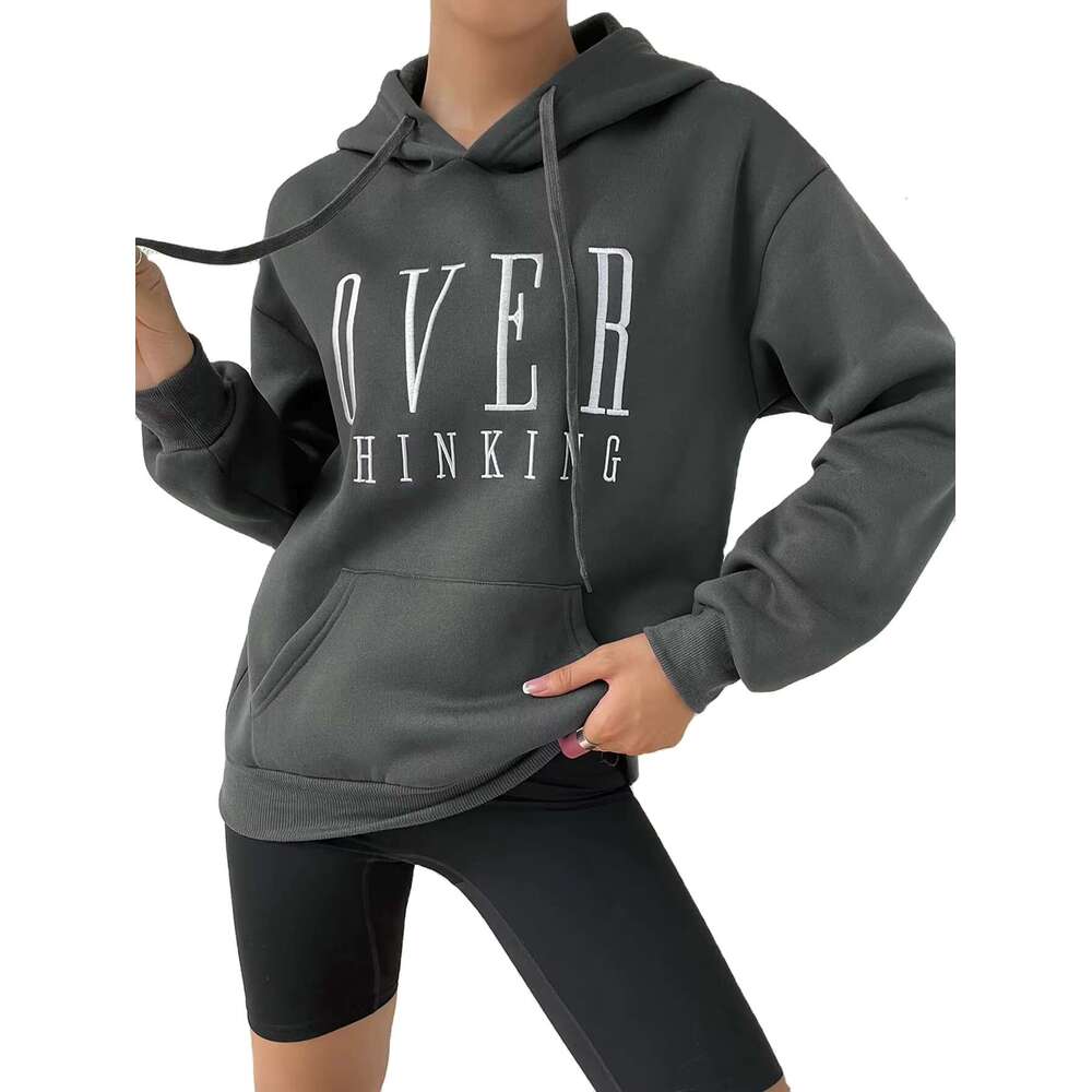 Europe And America Fall/Winter New Style Classy Knitted Comfort English Pattern Hooded Top