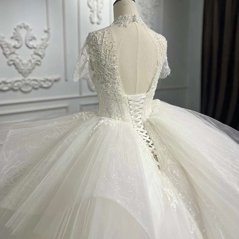 Simple Dresses Women Bridal Organza High Neck Ball Gown Wedding Suits For Woman Custom