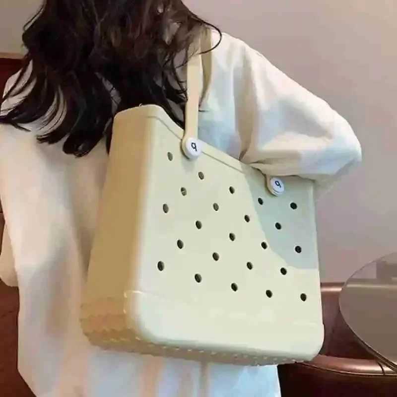 L/XL Beach Sac Bag Summer EVA Waterproof Travel Storage Basket Large Rubber Shoulder Handbag Women Shopping Beach JellyC250228
