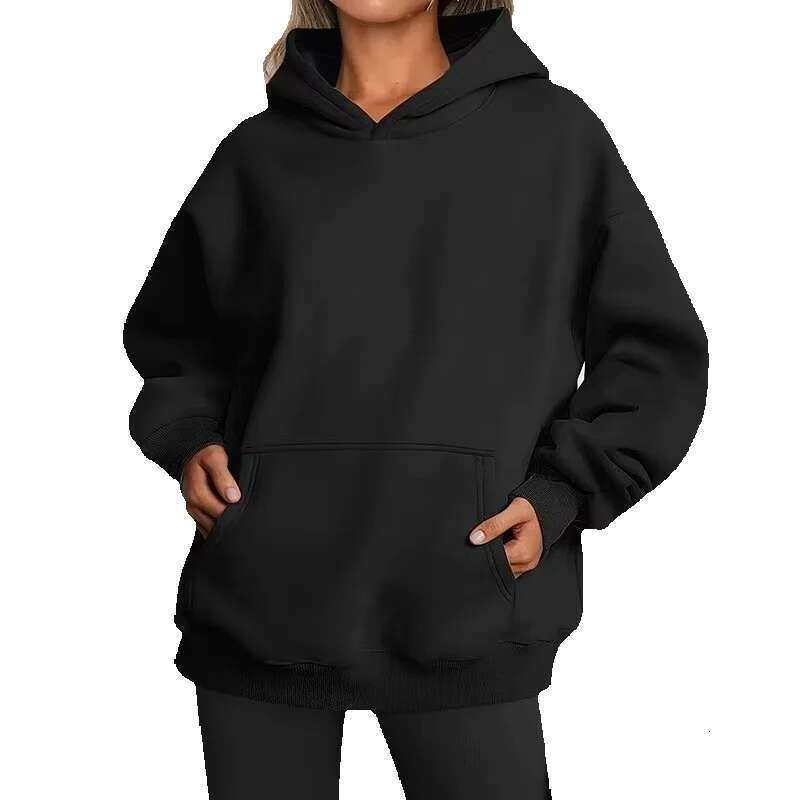 2024 Spring And Autumn New Style Women's Hoodies Casual Pocket Tops Loose Fit Trendy Sweater Cotton