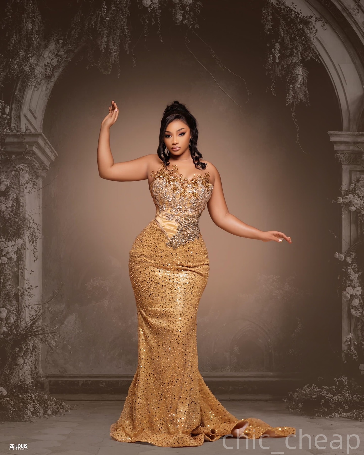 Gold Mermaid Prom Dresses 2025 Sequined Beaded Crystals Sweetheart Evening Formal Party Second Birthday Engagement Gowns Plus Size Dress For Special O