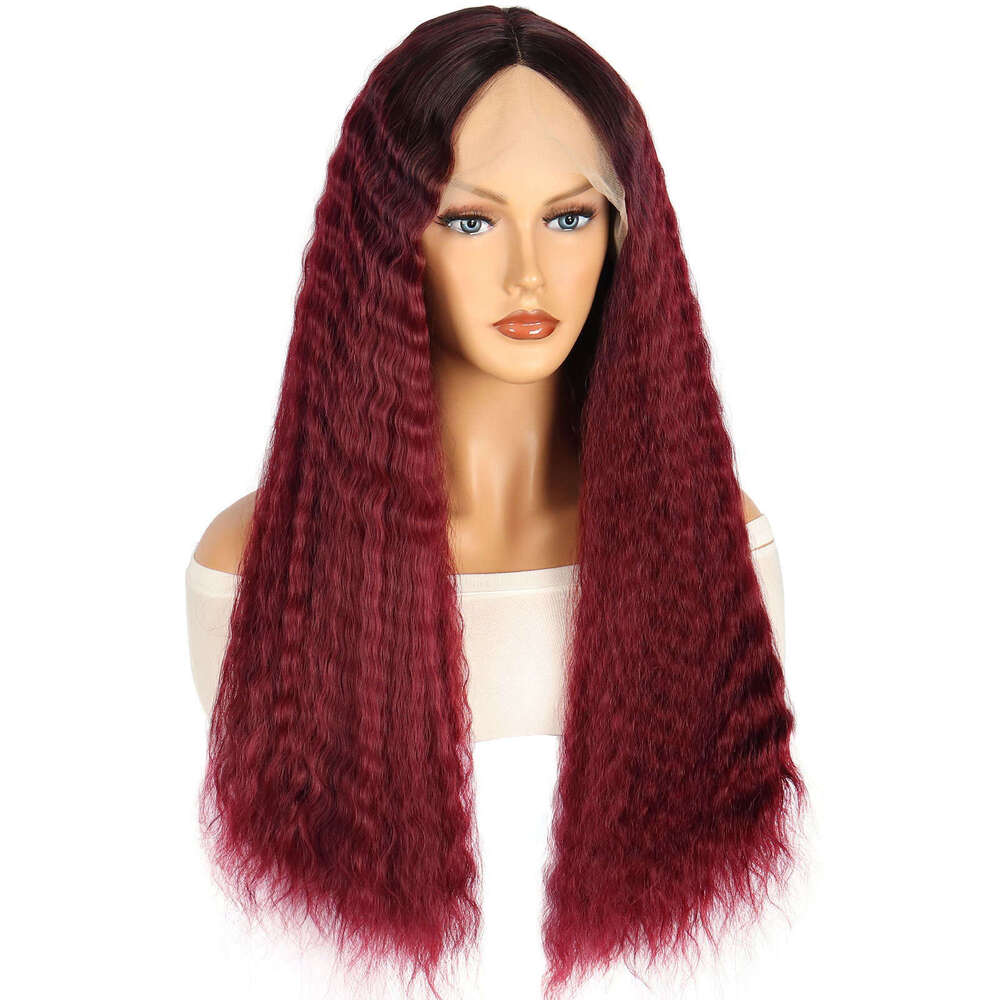 HD Front Lace Wig Front Lace Female Hand Hook Micro Long Curled Hair Synthetic Headset Deep Wave Wig Black
