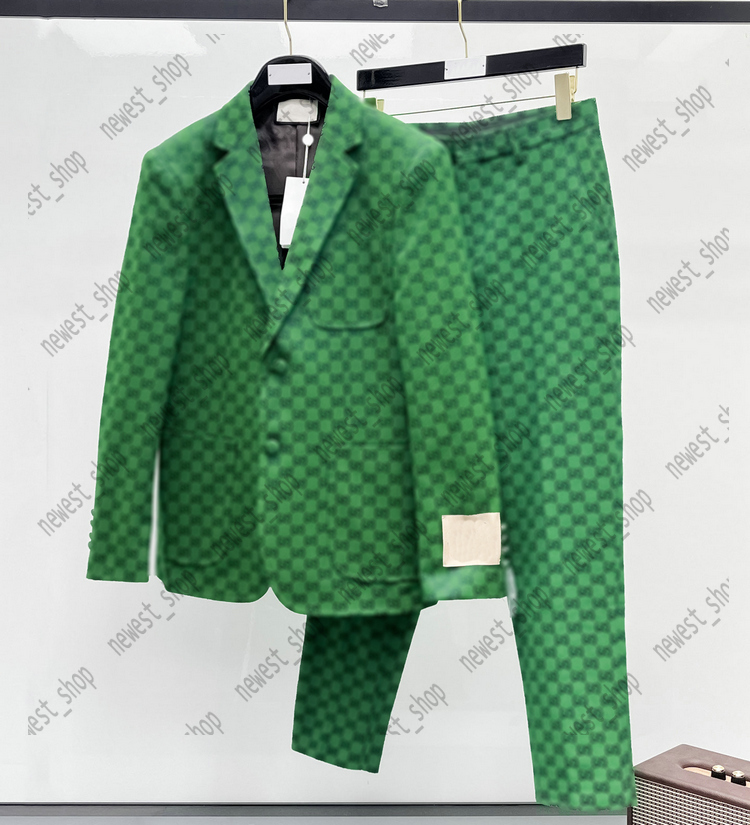 Designer Mens Suits Blazers Western Style Clothing Jacquard Blazer Classic back block Autumn Luxury Outwear greem Slim Fit Letter Dress Suit Pants 4XL