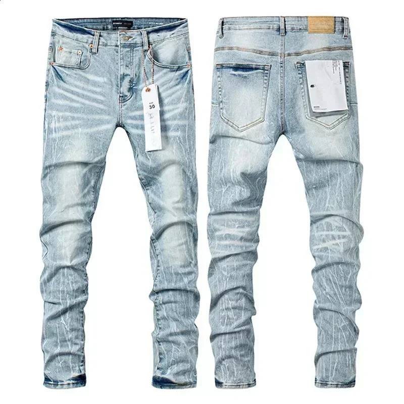 Top quality Purples jeans Men personalized cat whisker trousers American straight leg Stylish and slim pants 250228