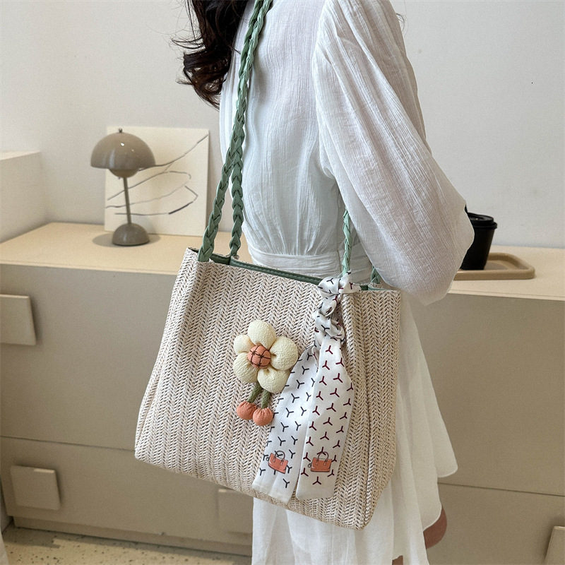 2023 Summer New Beach Vacation Tote Fashionable Casual Shoulder Women, Small and Simple Grass Woven Bag for Women #swissmilitary