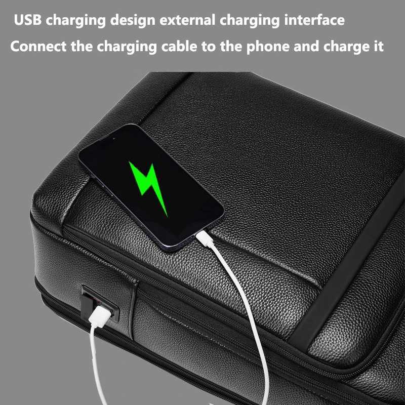 Leather Backpack Mens Laptop Bag Fashion Backpack Business Leisure Travel Cycling Bag Document Single-shoulder Briefcase Z250224