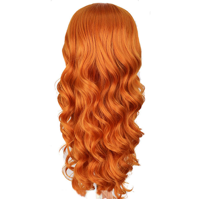HD Front Lace Wig Front Wig Women S Fluffy Long Curly Hair Orange Synthetic Full Head Cover Lace Wigs