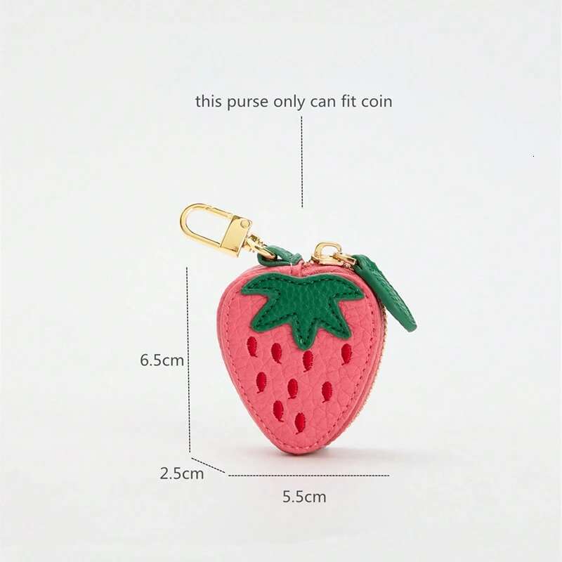 Strawberry Fruit Charm Coin Purse Cute Key Chain Mini Pouch Wallet Gift For Girl Women