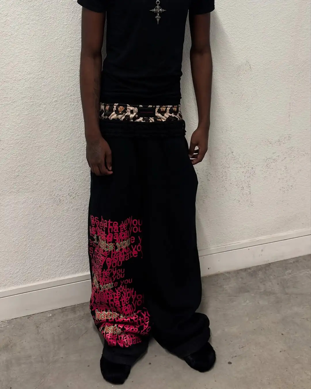 Retro double waist casual street men pants hip-hop gothic harajuku loose pants Y2K letter pattern sports pants 250225