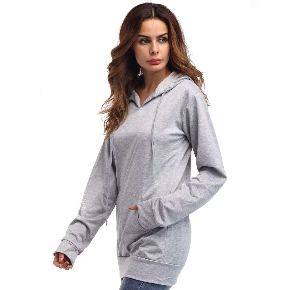 Fashion Plain Pockets Pullover Women Long Sleeve Hoodies Ladies Casual Hoodie