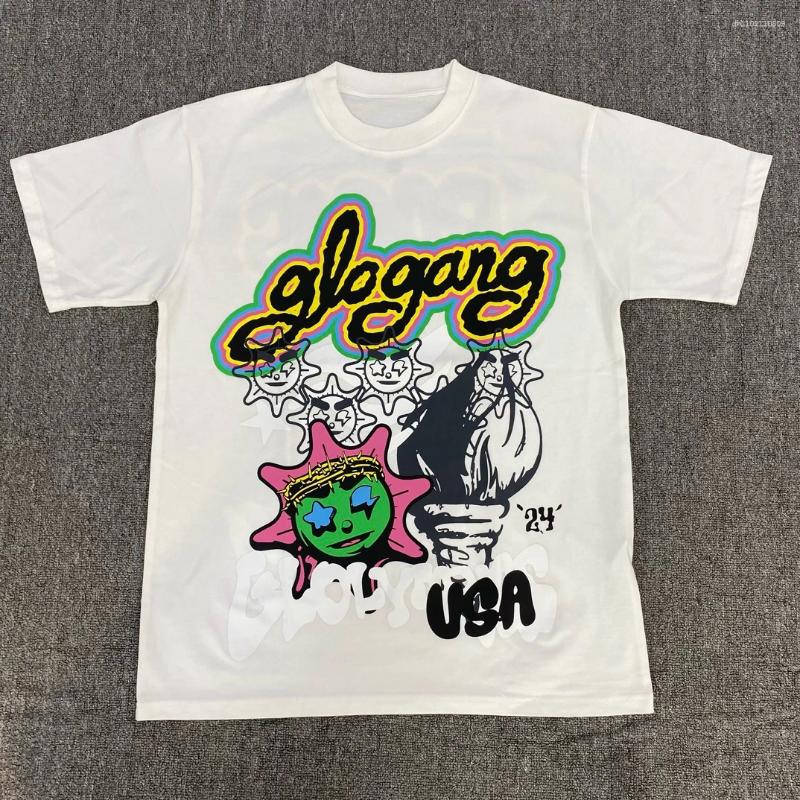 Men's T-Shirts American Hip Hop Glo Gang High Street Trendy Brand Designer Printed T-shirt 2025 Summer Cotton Casual Loose Unisex