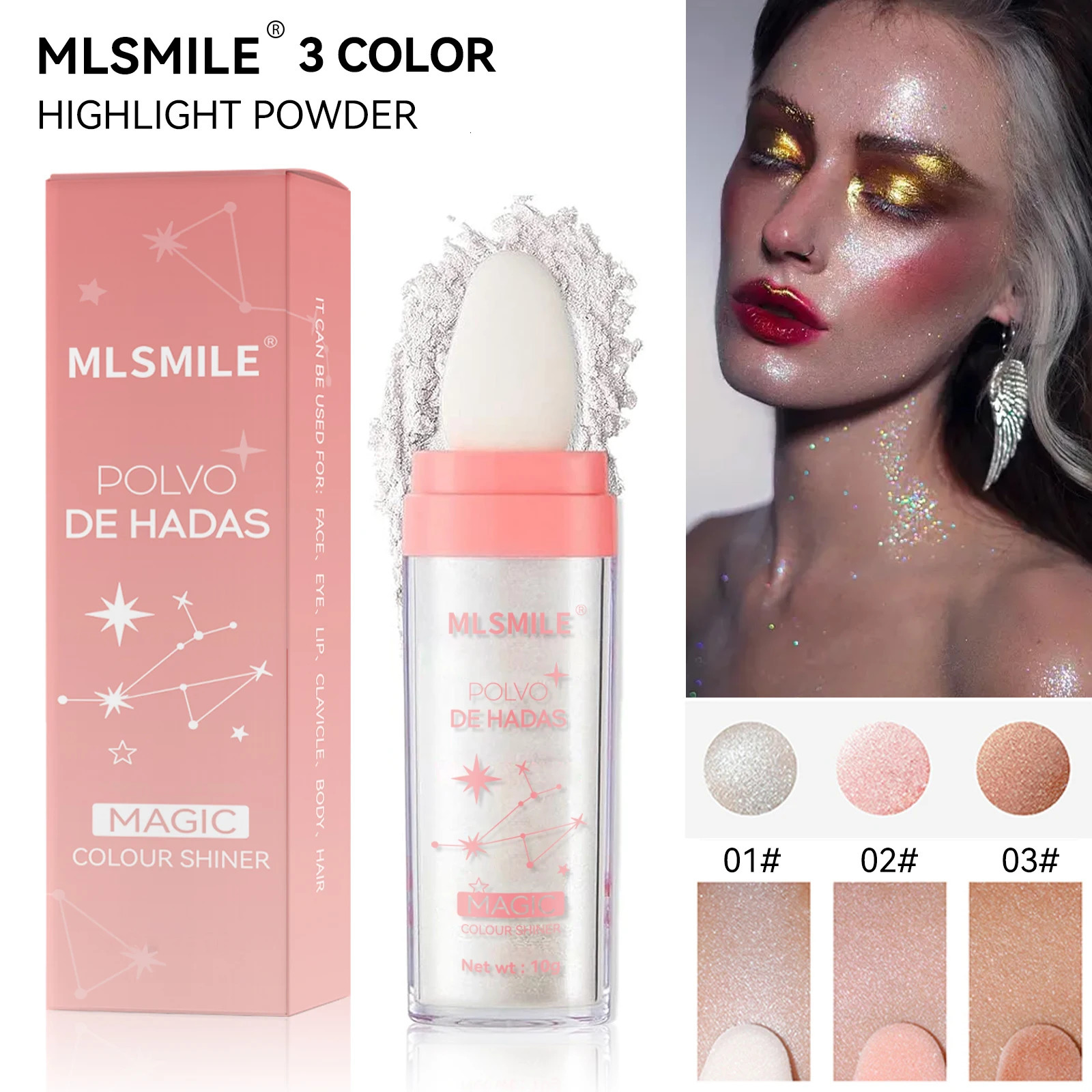 3 Colors Glitter Powder Highlighter Makeup Body Brightens the Natural Face Blusher Fairy Highlight Patting 250219
