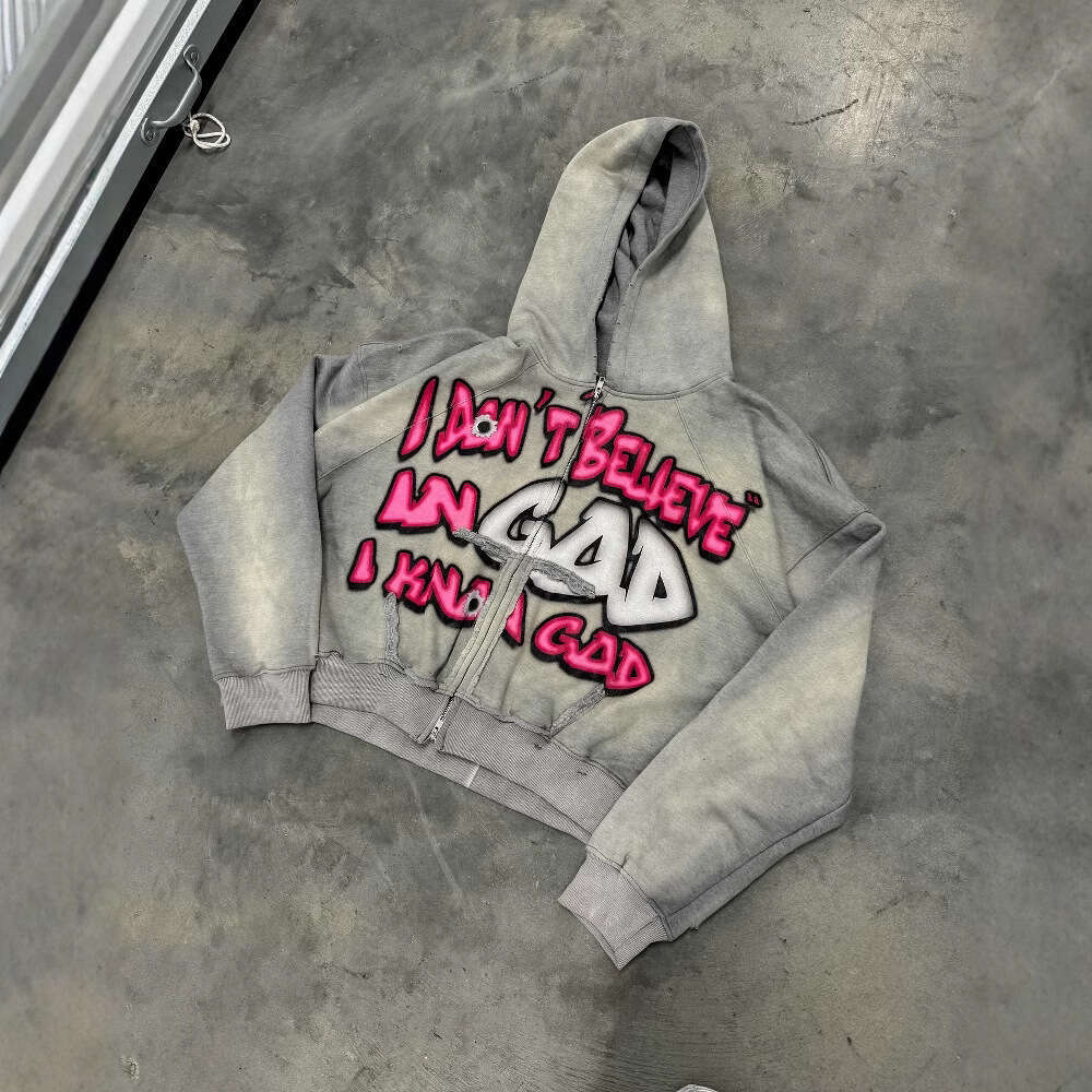 Streetwear unisex winter loose letter printed trendy hoodie