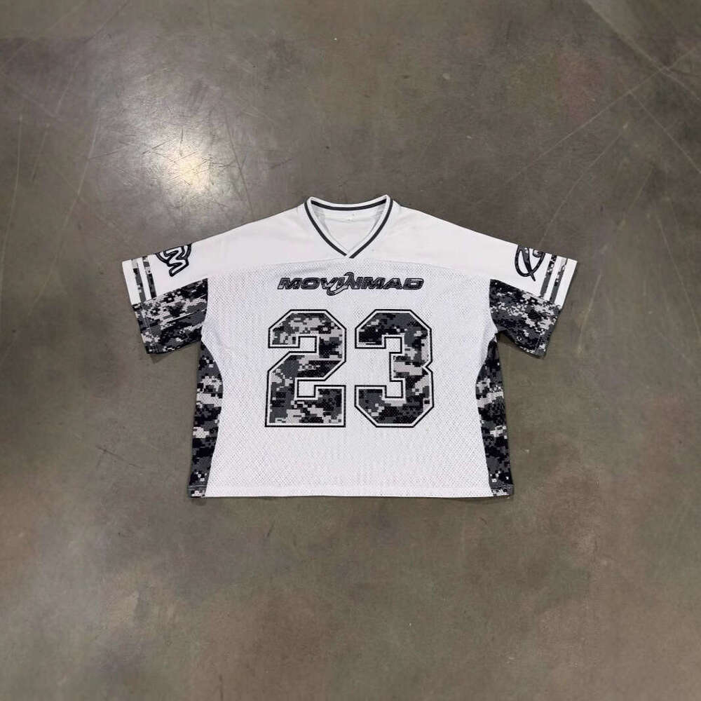 American style football suit, spicy girl sports style, contrasting color print, digital casual lazy loose T-shirt, unisex top