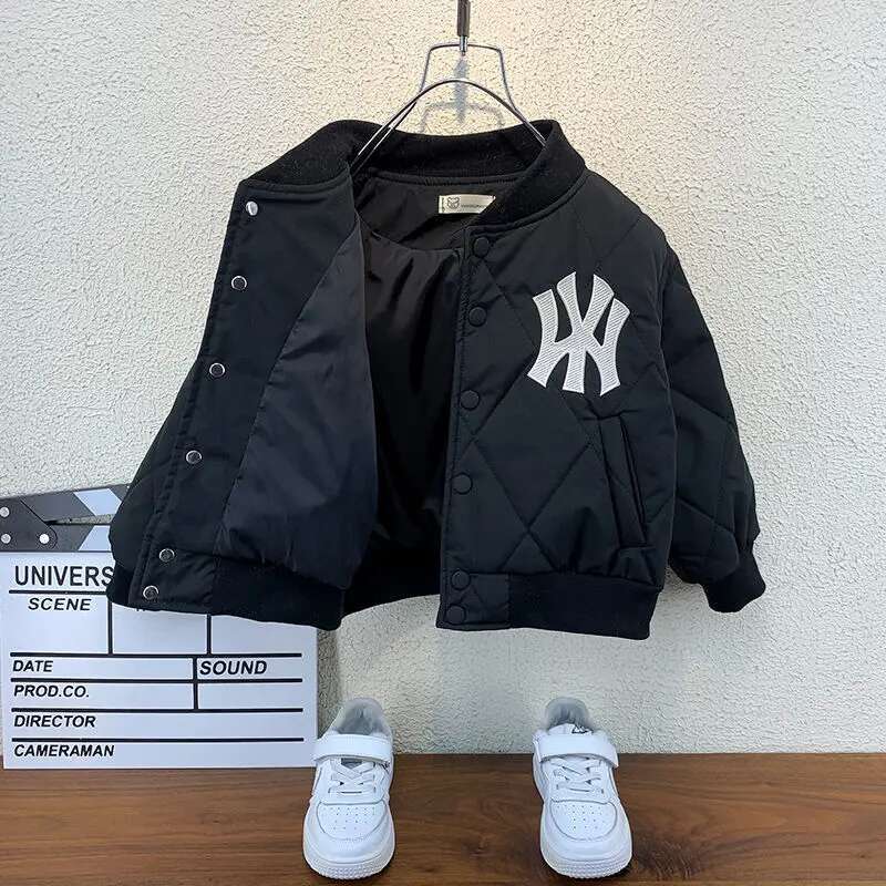 Ddmyshoesvip Autumn And Winter Quilted Padded New Children Fleece Jacket Boys Handsome Baseball Uniform
