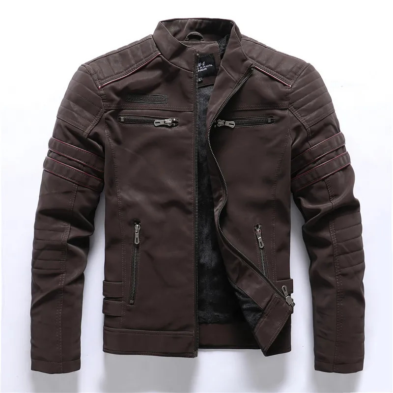 Winter Motorcycle PU Leather Jacket Men 2023 Vintage Fleece Warm Multipocket Coat Male Zipper Autumn Outwear Jackets 250225