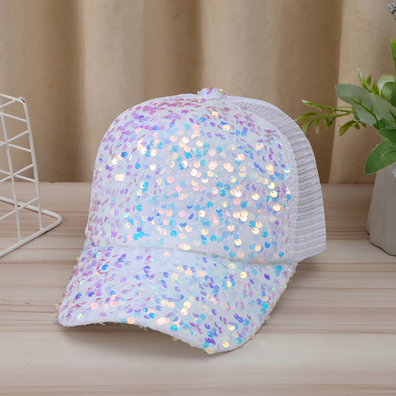 Korean version of the sunscreen sun hat children gradient sequins duck tongue hat ins tide hundred with baseball cap girls net cap wholesale