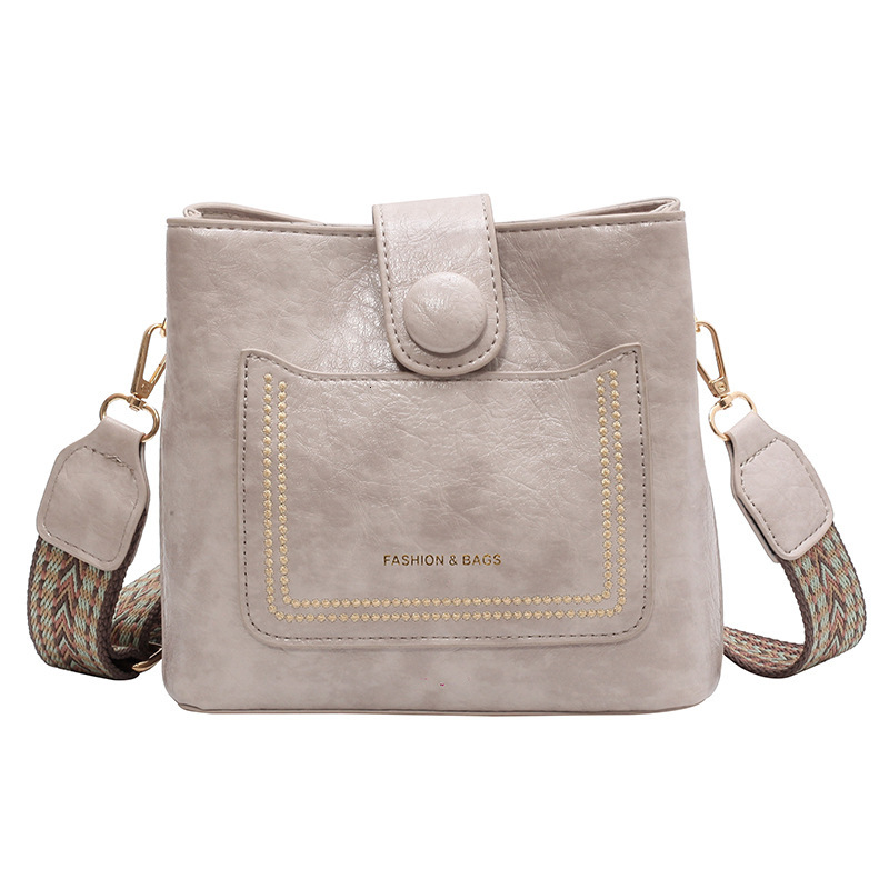 color widened ribbon bucket for women new retro fashion shoulder pu leather bags