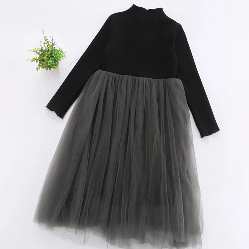 3-12 Years Spring Autumn Girls Dress Korean Mesh Fashon Long Sleeve Little Princess Dress Party Birthday Gifts Kids Clothes 250227