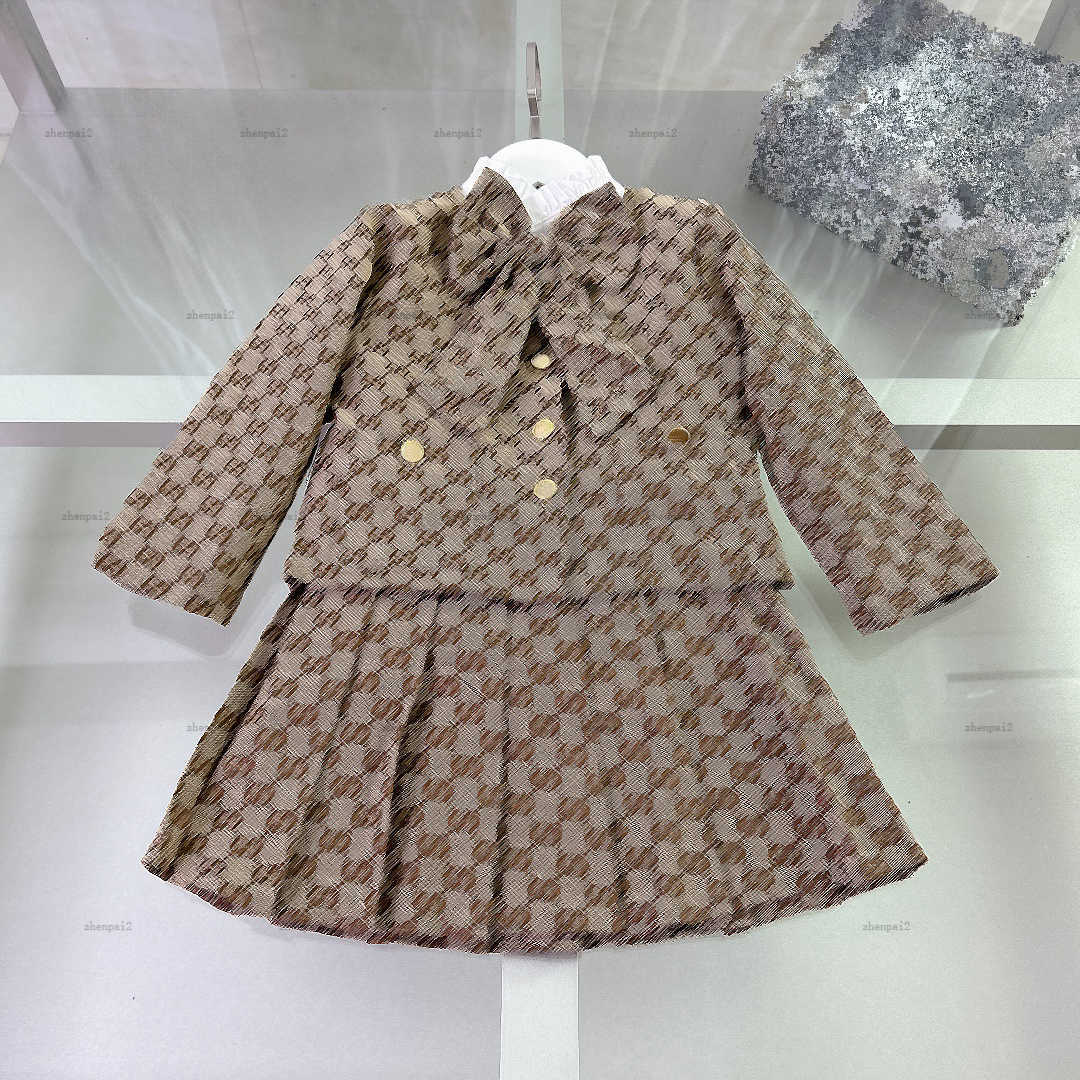 Luxury girls dress set Autumn Jacket set Various styles child skirt suits kids designer clothes Long sleeve zip-up jacket and skirt