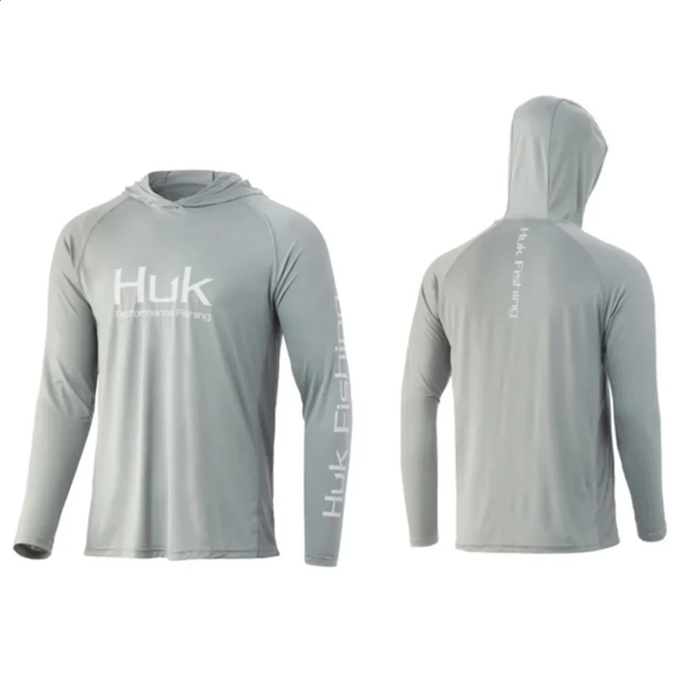 Fishing Shirts Huk Fish Clothing Long Sleeve T-shirt Upf 50 Hood Sun Protection Uv Breathable Angling Jacket Men Fishing Wear 250227