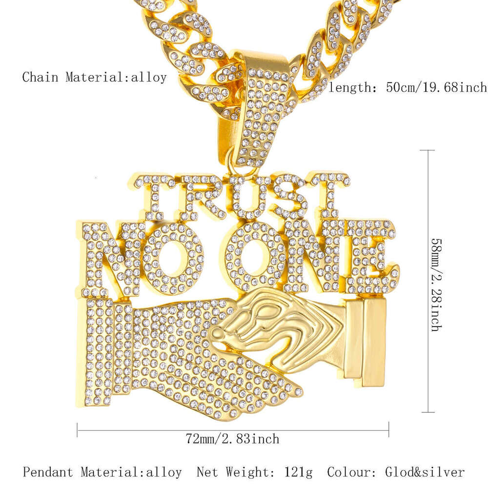 Instagram New Hip Hop TRUST NO ONE Letter Pendant Trendy Men's Necklace