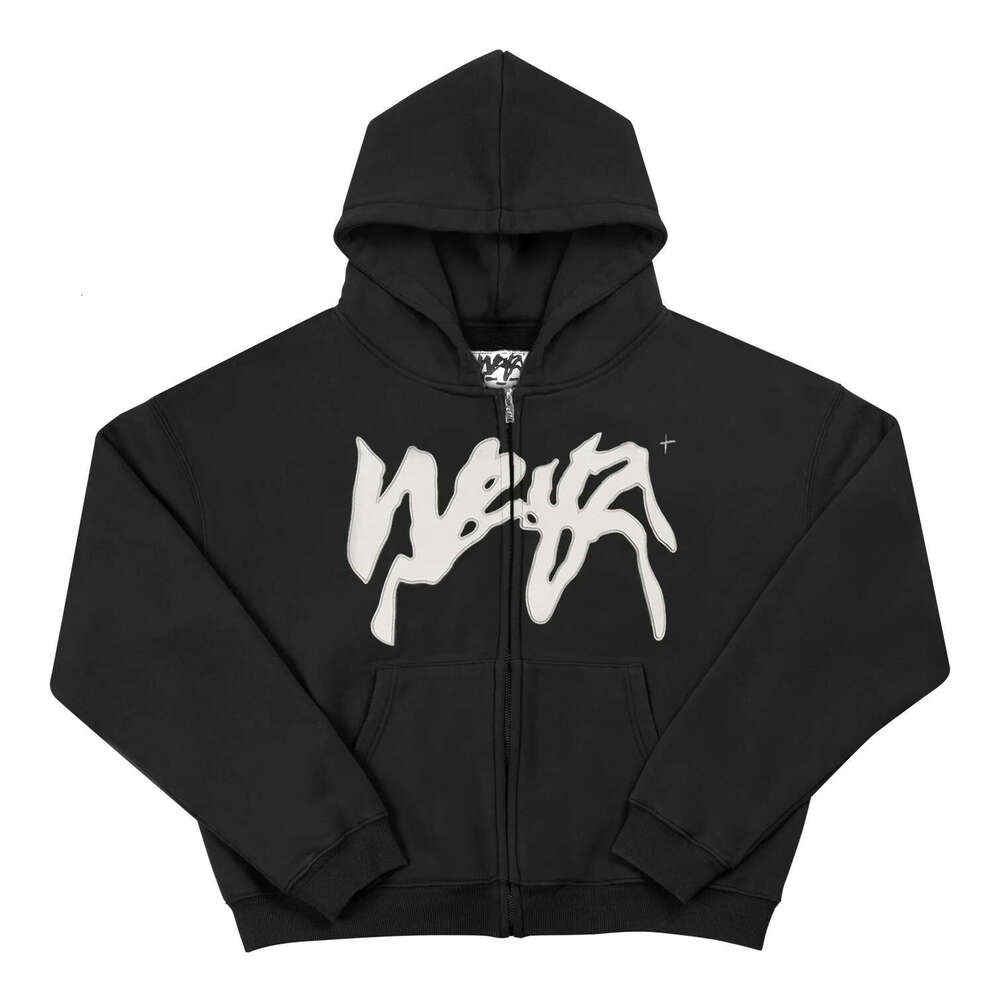 Hip hop street style new pattern embroidered unisex hooded cardigan jacket sweatshirt
