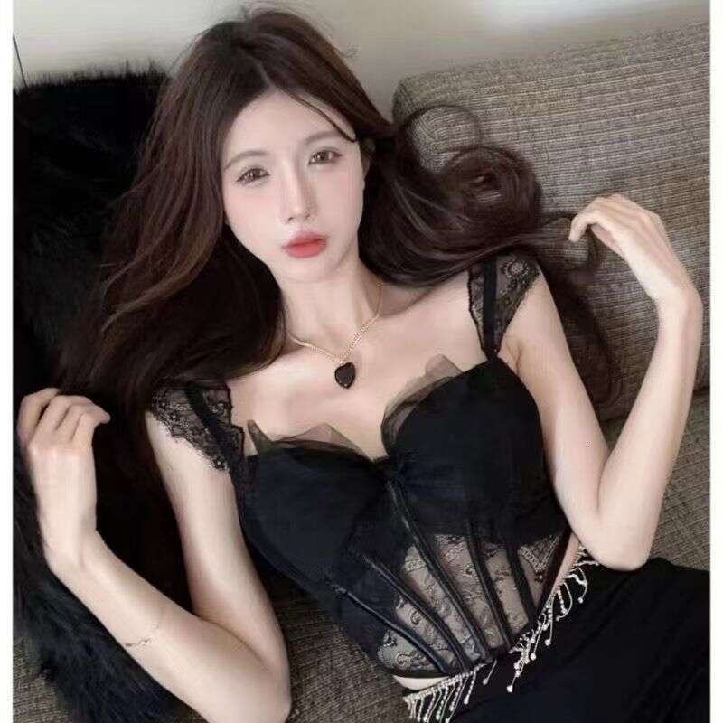 Fish bone shapewear vest women, lace bow yarn bundle waist belt, chest cushion, anti sagging suspender, lingerie for women
