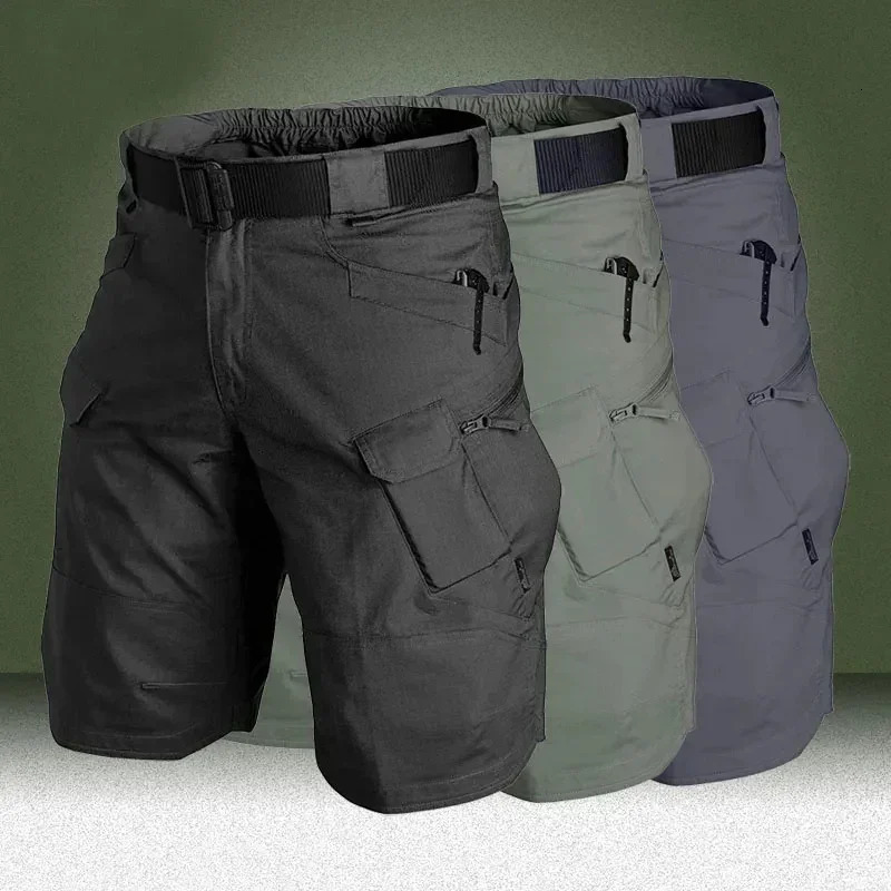 Including Belt Men HuntingShorts Upgraded Waterproof Quick Dry Multi-pocket Short Pants Outdoor Hunting Fishing Cargo Shorts 250225