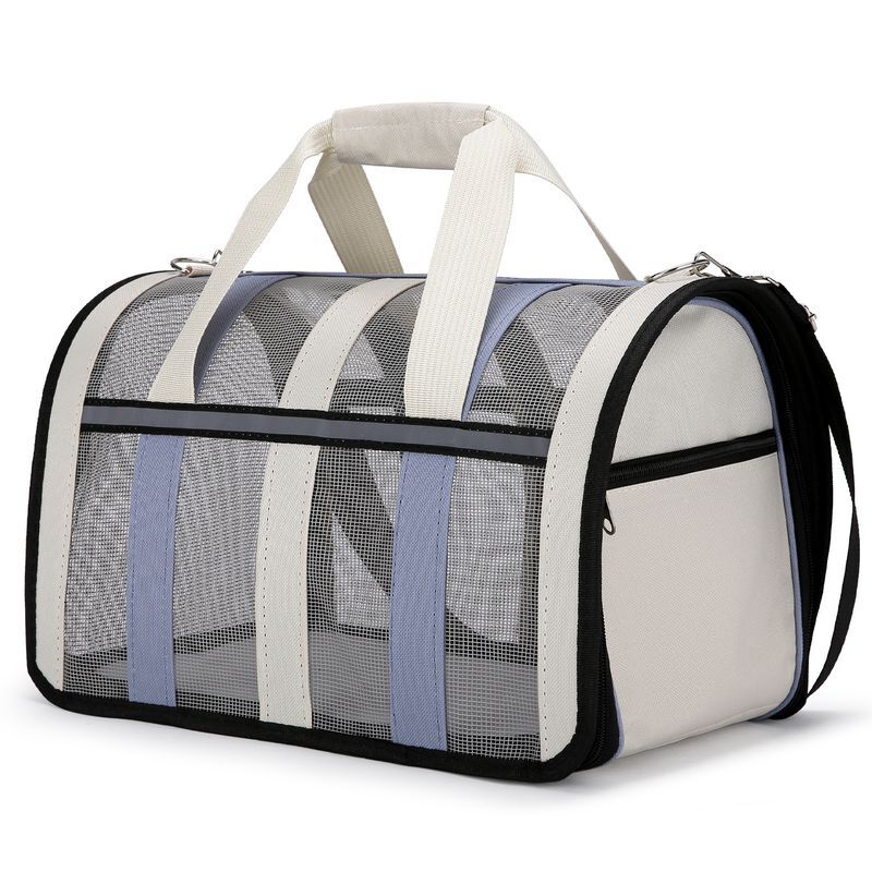 New Portable For Cats And Dogs Going With Hollowed Out Mesh Polyester Folding Outer Pet Bag