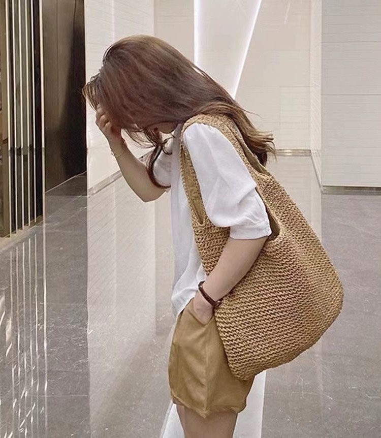 Grass bag for women in 2025 new summer beach vacation single shoulder forest series handmade woven bag, large capacity #swissmilitary