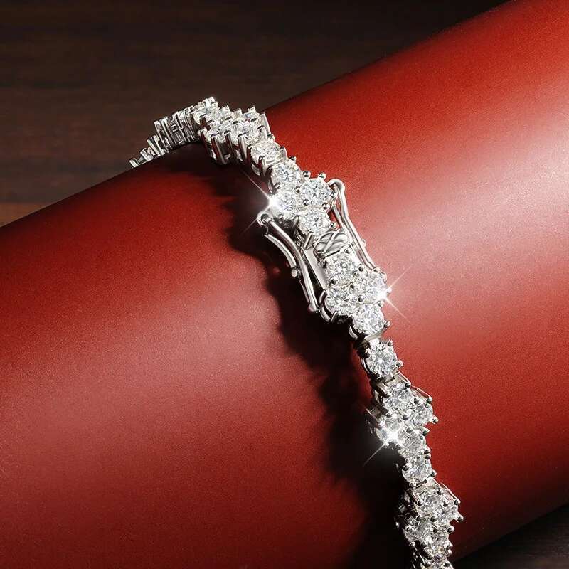 KNOBSPIN D VVS1 Moissanite Tennis Bracelet Solid Sterg Sier Plated White Gold with GRA Bracelets for Women Jewelry