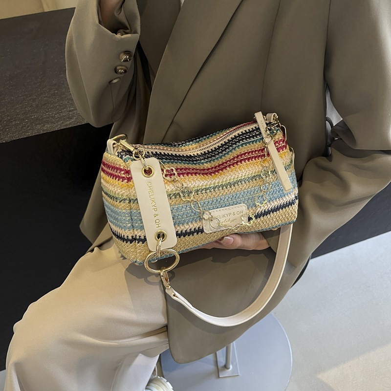 Summer super hot pillow women's 2025 new casual and stylish seaside vacation grass woven single shoulder crossbody bag #swissmilitary
