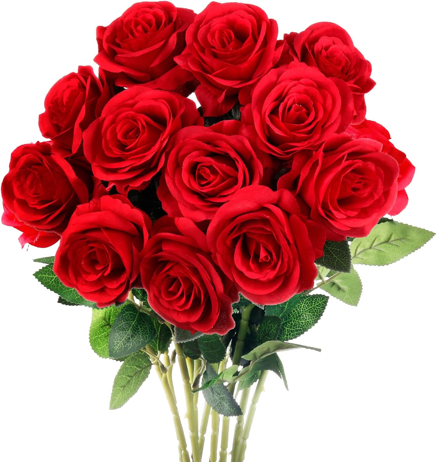 Hzszhome Roses Artificial Flowers Rose Flower Branch Artificial Red Roses Realistic Fake Rose for Wedding Home Decor