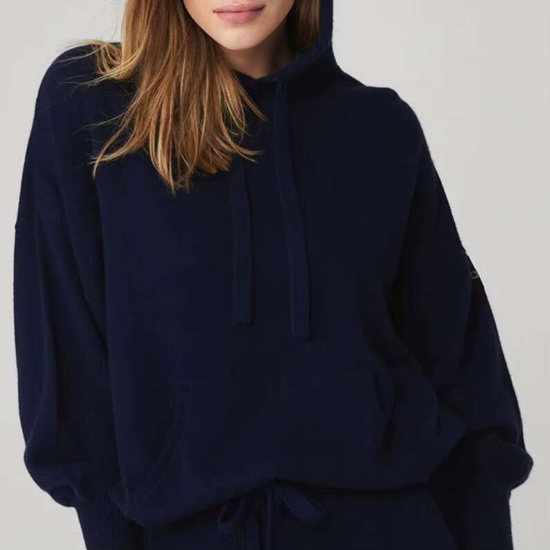 ECBC Top Selg Cotton Fleece Dark Blue Sport Pullover Hoodie With Hood For Women Plus Size