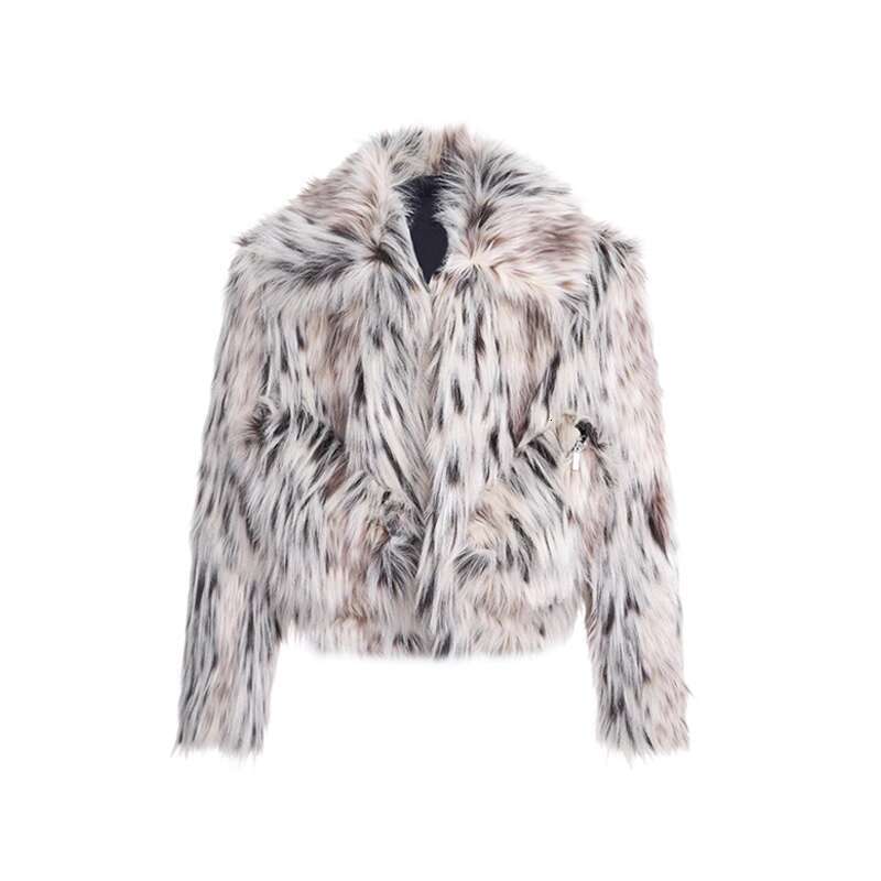 Leather Pants START High-End Series Leopard Print Long Coat For Men's Autumn And Winter Short Style Imitation Fur