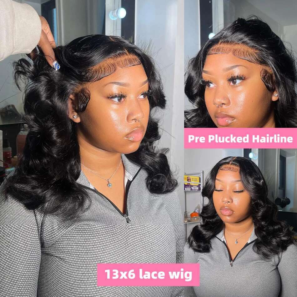 Brazilian Body Short Bob 13x6 HD Frontal 13x4 Transparent Front Human Hair Wigs Water Wave 5x5 Lace Closure Wig