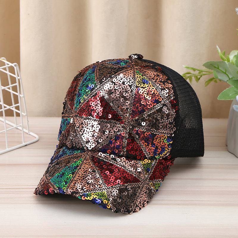 Summer sun hat fashion versatile sequins gradient baseball cap female street hip-hop wind breathable sun hat