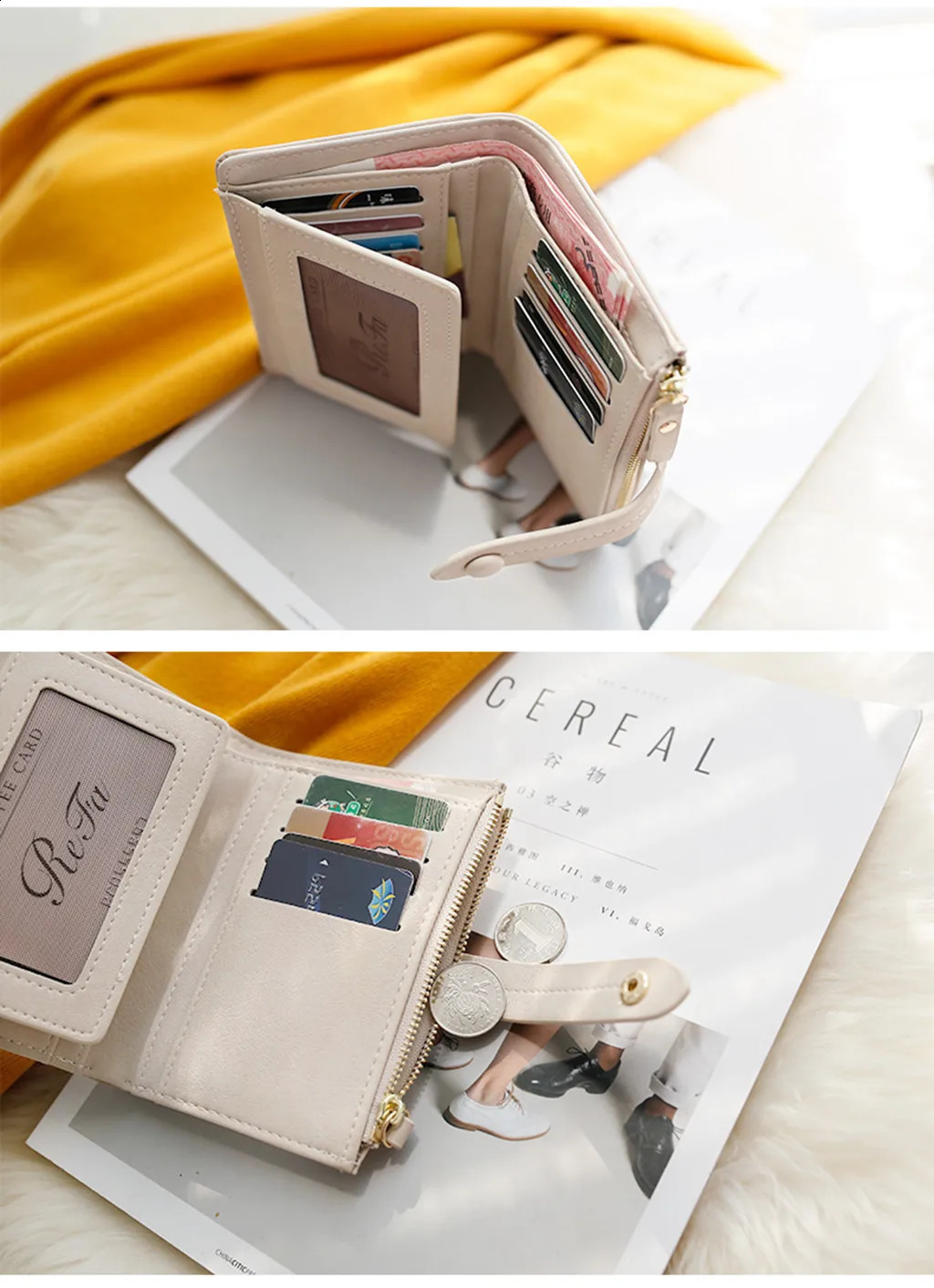 Ship from US Leather Wallet Women Wallets Short Holder Purses Fold Small Female Card Mini Purse Mens Engraved With Chains 250228FBB