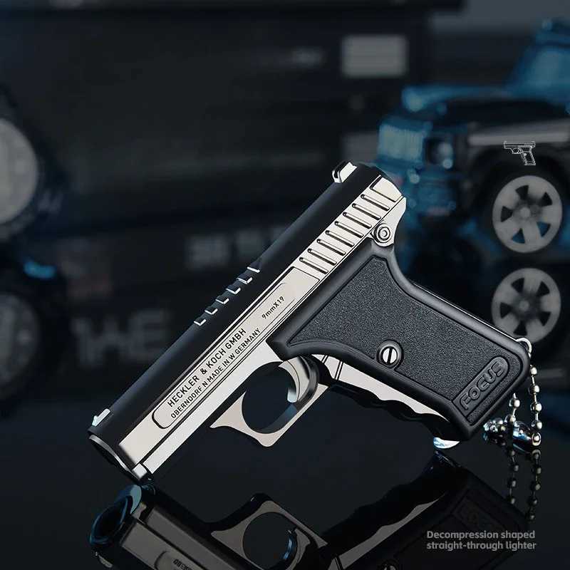 Mini Pistal Style Torch Lighter with Keychain Windproof Jet Flame Cool Lighter Refillable Butane Gas Gun Lighter Y250228