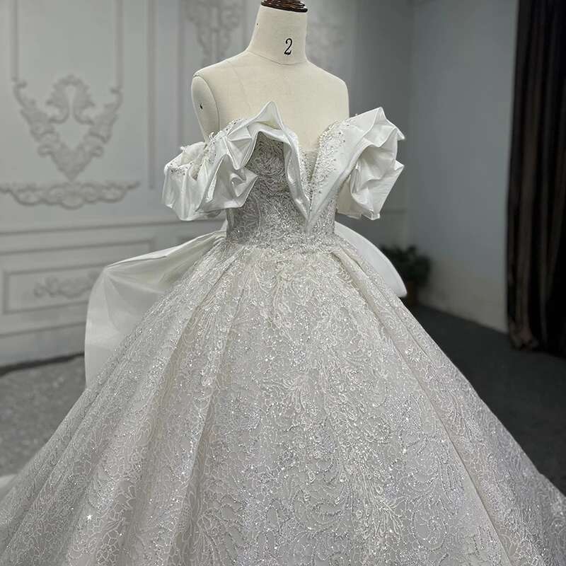 Elegant dresses for women organza ball gown with v neckline custom sequin beads wedding dy9847 novice dress