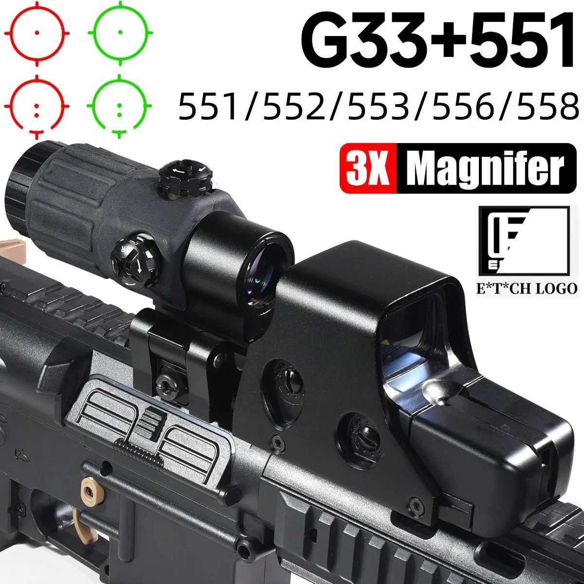 558 553 G33 Red Dot Sight Holographic Flip 3X Magnifier Weapon Optics REFLEx Sights Scope Collimator Hunting AccESSories X250228