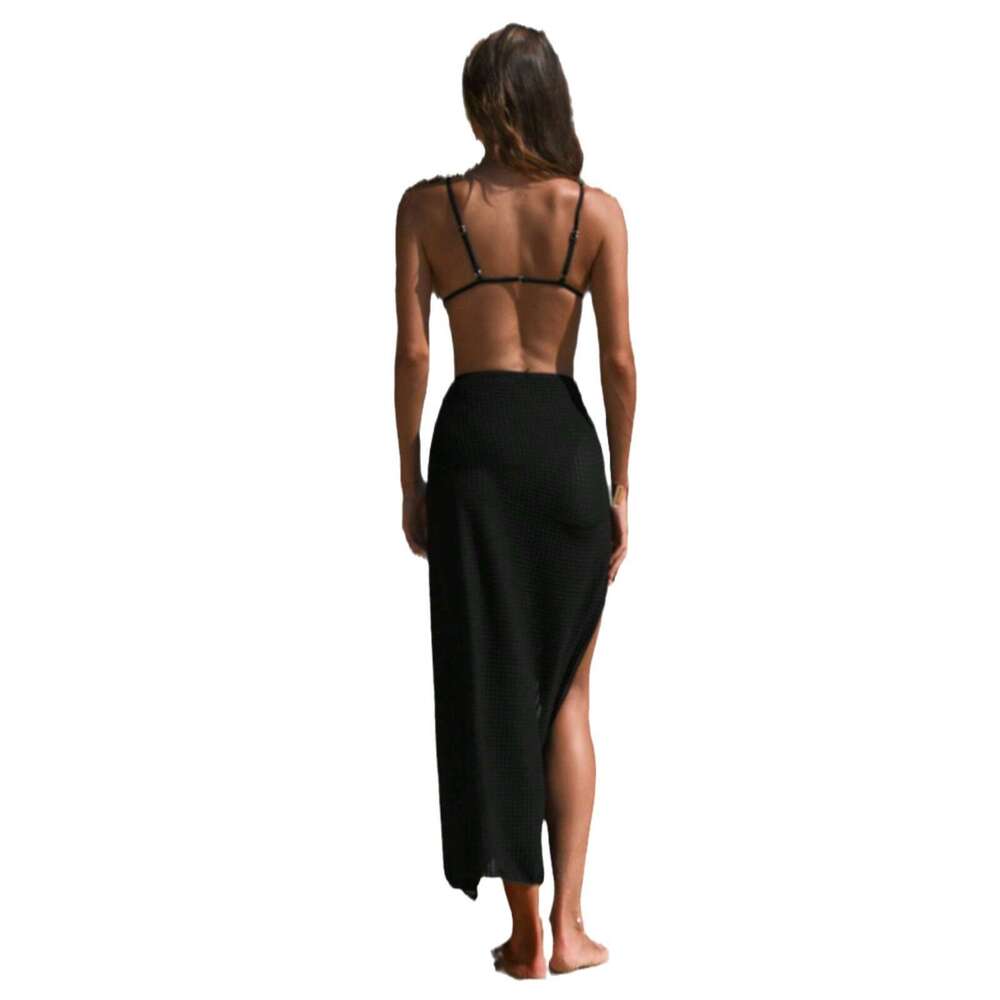 New spicy girl niche long skirt wer beach solid color bikini three piece set vacation swimsuit for women 2025 temperament versatile new trendy clothin