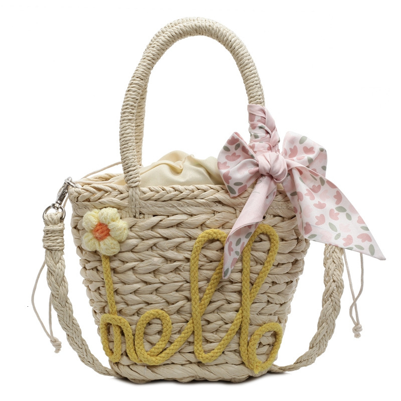 Handheld straw bucket for women 2025 new summer fashion woven single shoulder crossbody bag, vacation beach bag #swissmilitary