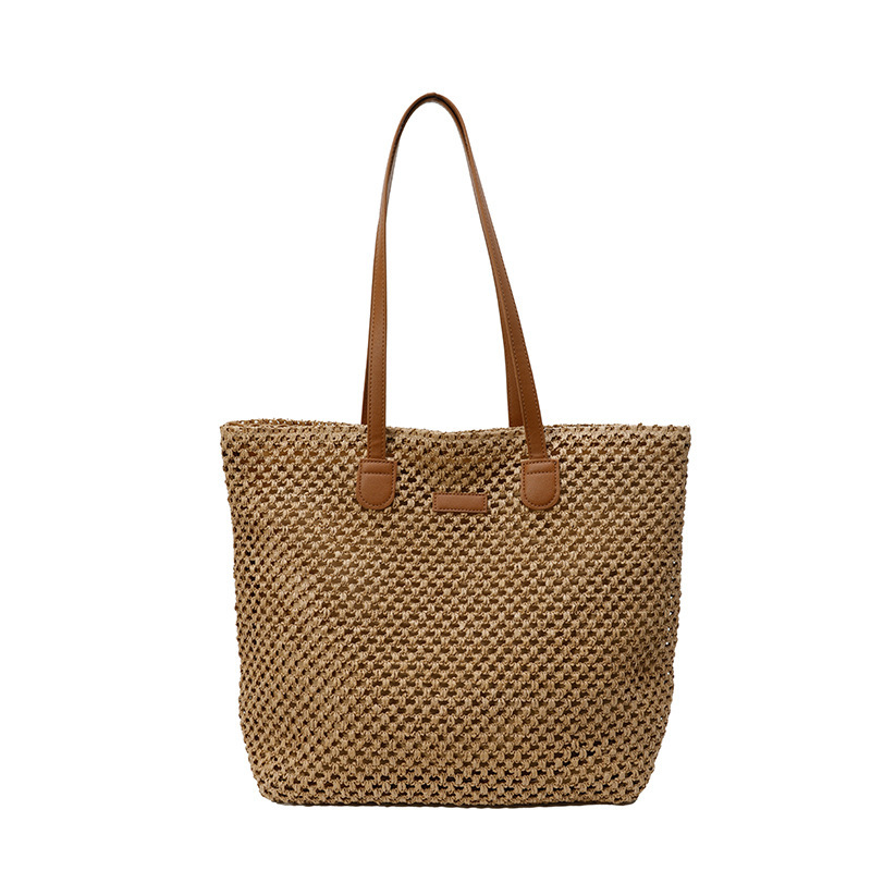 2025 new fashionable solid color stylish large capacity beach bag, summer grass woven shoulder bag #swissmilitary