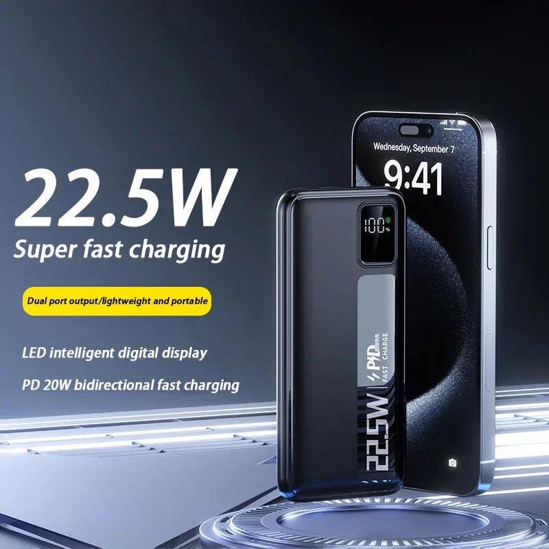 30000mAh High Capacity Power Bank 22.5W Fast Charging Powerbank Portable Battery Charger For Android Samsung Huawei NEW