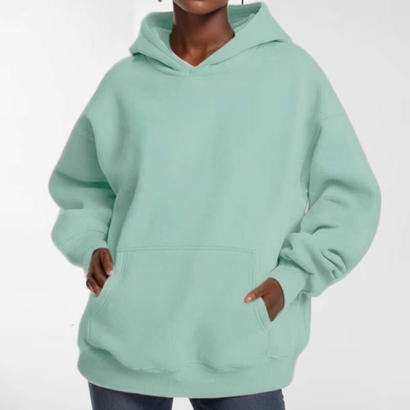 New Fashion Solid Color Loose Casual Temperament Long-Sleeved Hoodie Woman Hoodies Sweatshirts Pullover Pock